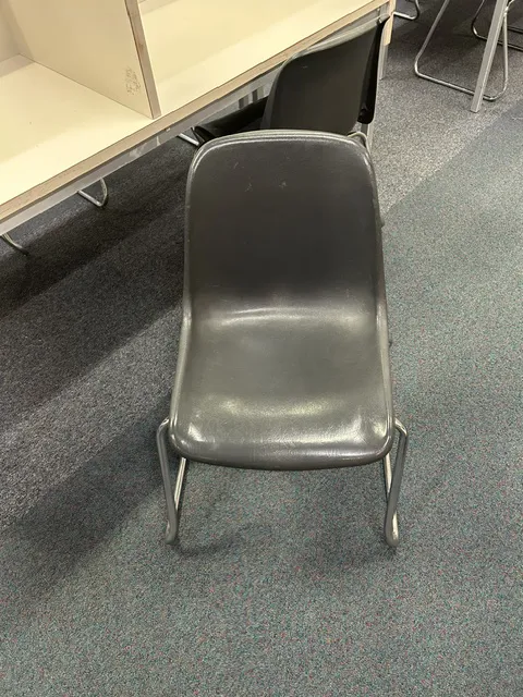 Stackable Chair - Black/Brown Seat with Chrome Frame