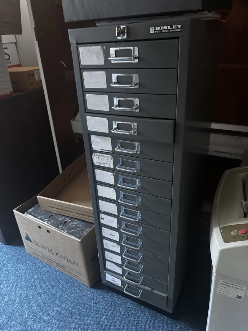Multi drawer index metal filing