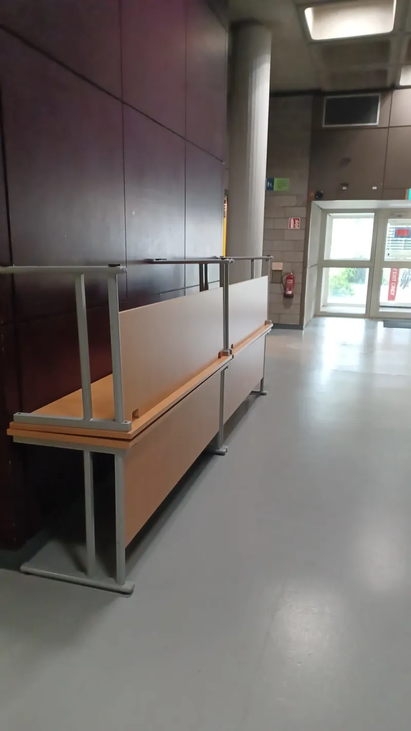 Rectangular desks , beech top with grey frame and panel