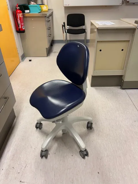 Office Chair on Wheels - Dark Blue Padded Seat and Back