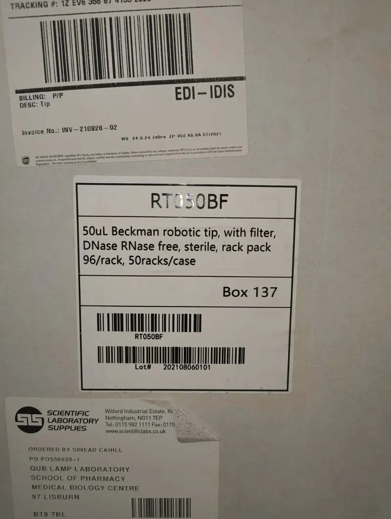 50µL Beckman Robotic Tips with Filter, DNase RNase Free, Sterile - 50 Racks