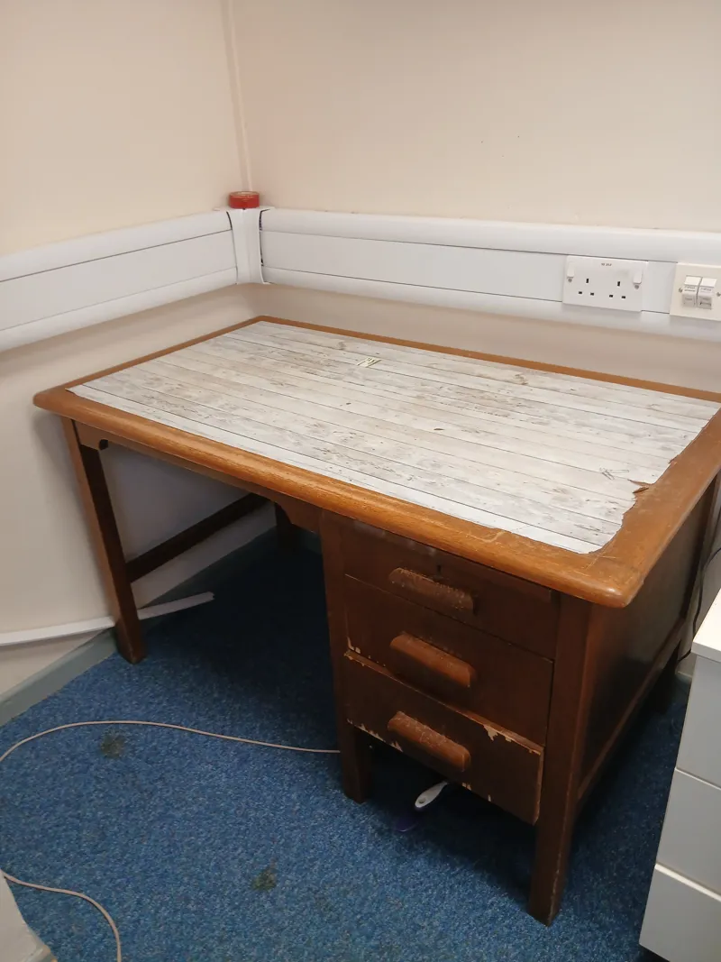 Wooden Desk with Drawers and Laminate Top