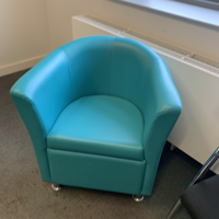 2x turquoise blue leatherette tub chairs